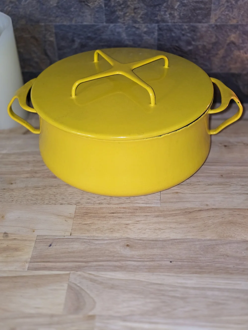 Vintage DANSK YELLOW ENAMEL France IHQ Pot